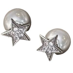 KATE SPADE NEW YORK ♠️ SOMETHING SPARKLY SILVER STAR PEARL BACKED EARRINGS